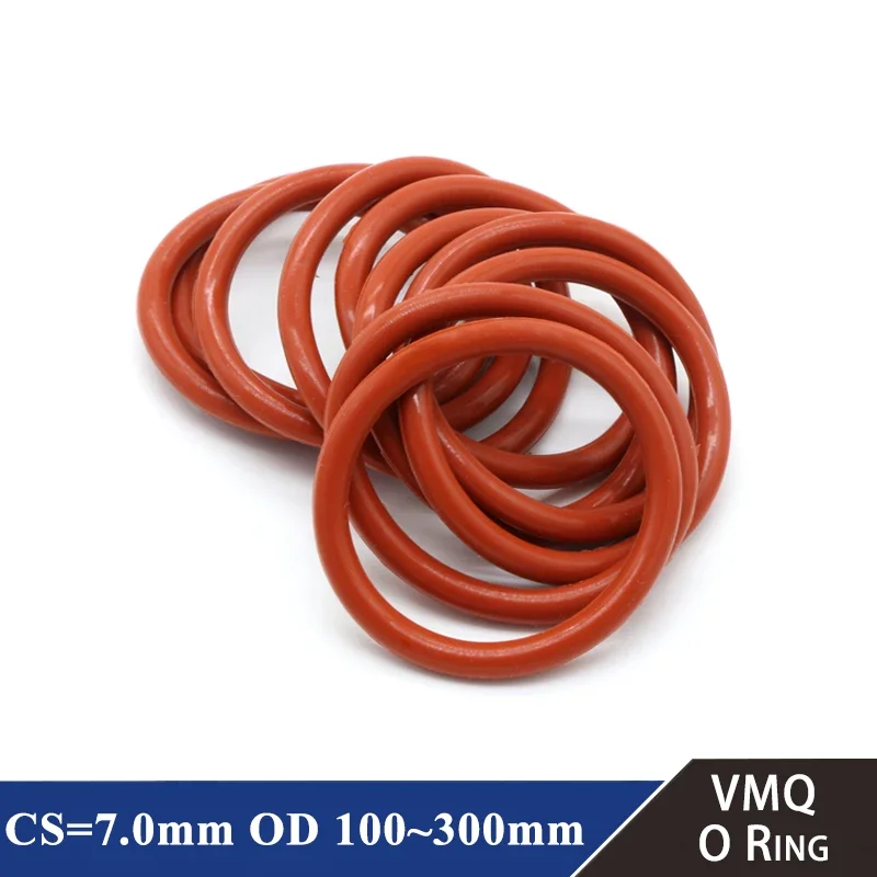 5Pcs Food Grade VMQ O Ring Gasket CS 7mm OD 100 ~ 300mm Waterproof Washer Round O Shape Rubber Silicone Ring Red
5Pcs Food Grade VMQ O Ring Gasket CS 7mm OD 100 ~ 300mm Waterproof Washer Round O Shape Rubber Silicone Ring Red