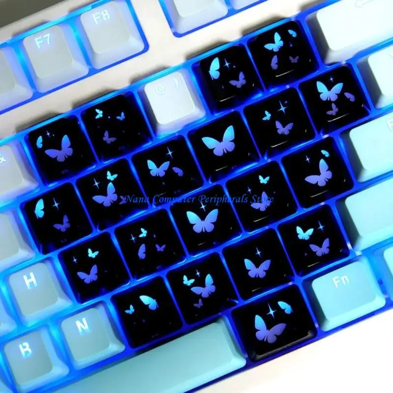 F68C Butterfly Heart Design Translucent Keycap for Comfortable Touch Reducing Fatigue