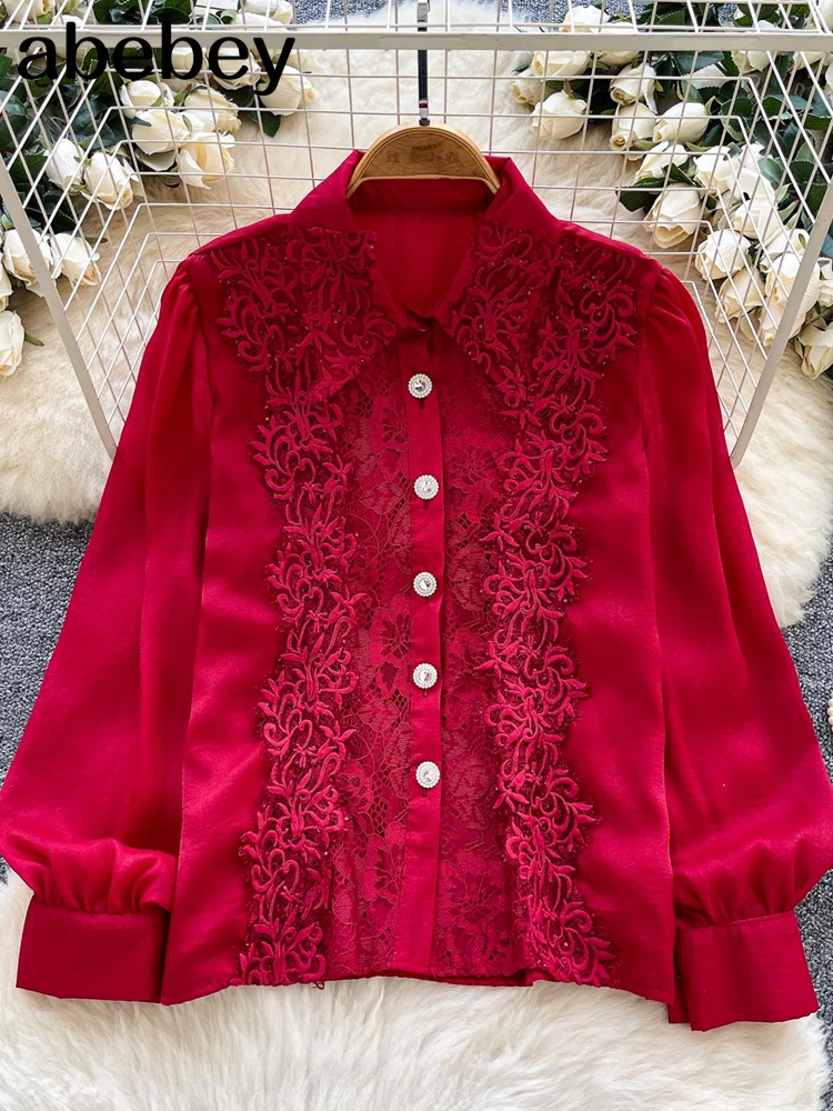 2026 Solid Shirts Elegant Office Ladies White Red Lace Patchwork Hollow Out Button Up Womens Tops And Blouses New Blouse
2026 Solid Shirts Elegant Office Ladies White Red Lace Patchwork Hollow Out Button Up Womens Tops And Blouses New Blouse