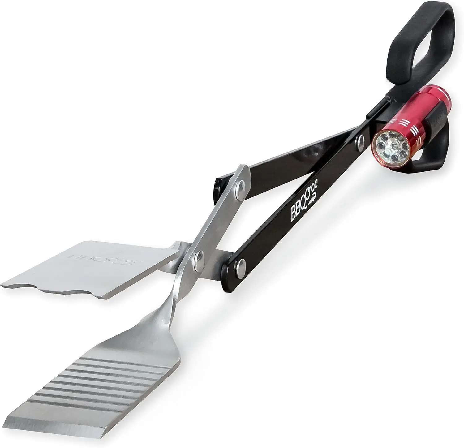 3-in-1 Barbecue Tool with Flashlight - 21-inch Long Tongs, Spatula & Grill Scraper (Black)
3-in-1 Barbecue Tool with Flashlight - 21-inch Long Tongs, Spatula & Grill Scraper (Black)