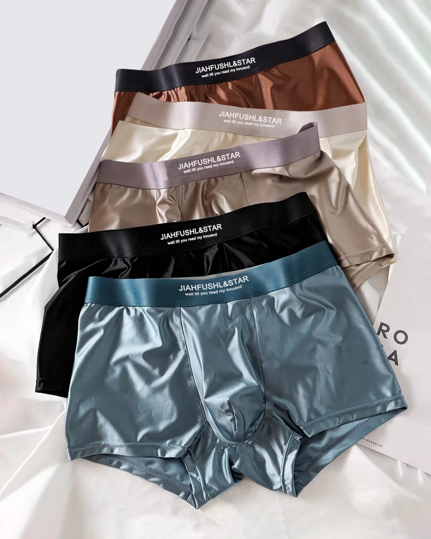5PCS Summer ice Silk Men's underwear: Light luxury satin, soft, smooth, comfortable and breathable, four-corner pants
5PCS Summer ice Silk Men's underwear: Light luxury satin, soft, smooth, comfortable and breathable, four-corner pants