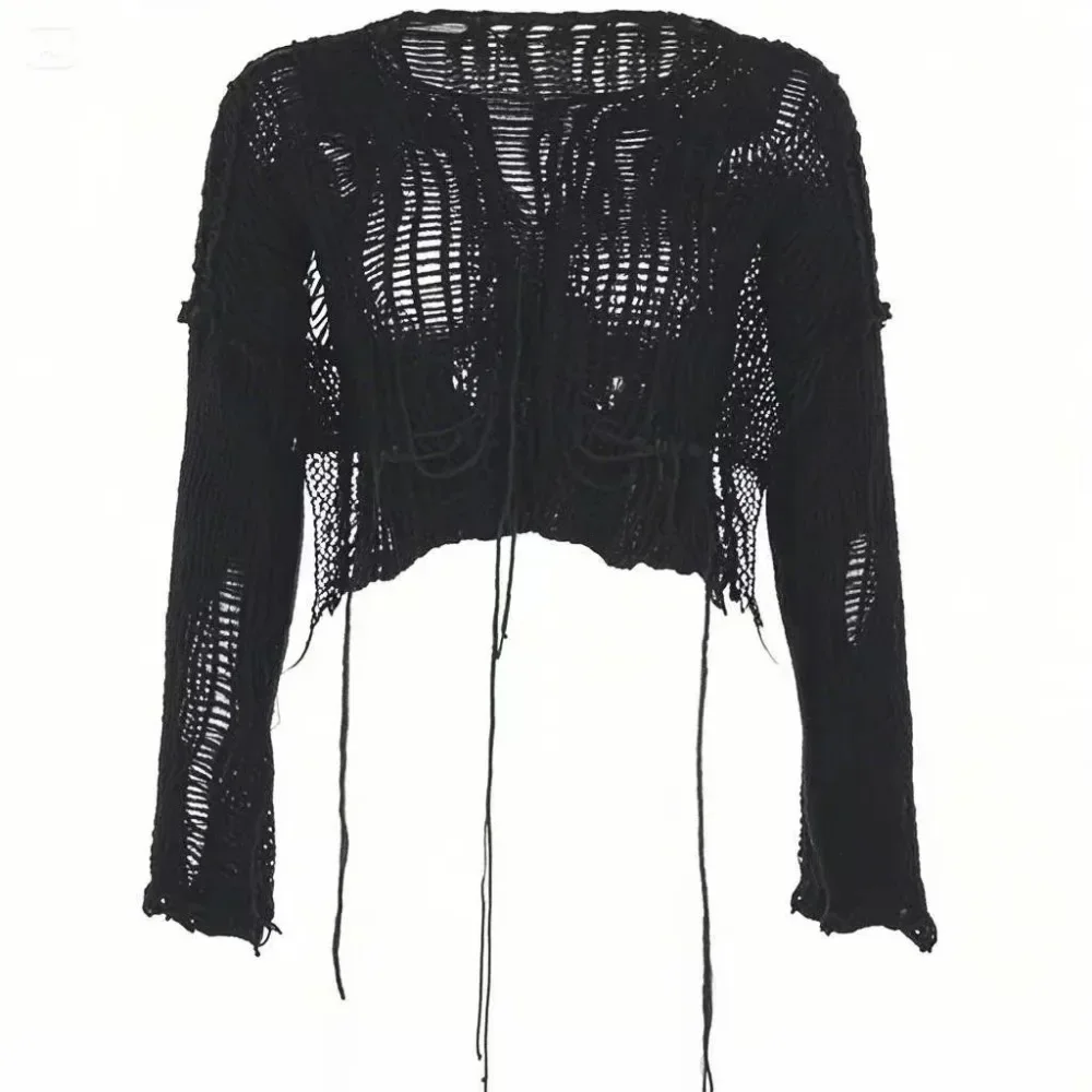 Cropped Hole Sweater Sexy Gyaru Hollow Out Knit Pullovers Goth Korean Long Sleeve Jumper Summer Fashion Sheer Knitwears Tops
Cropped Hole Sweater Sexy Gyaru Hollow Out Knit Pullovers Goth Korean Long Sleeve Jumper Summer Fashion Sheer Knitwears Tops