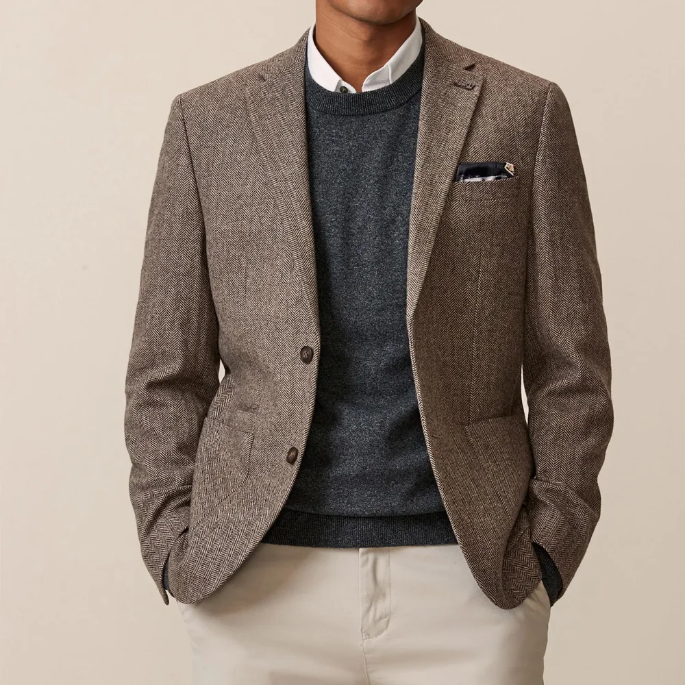 Man Jackets High Quality Business Urban Blazers Vintage Herringbone Fabric Fashion Suit Men's Jacket Notch Lapels Casual Suits
Man Jackets High Quality Business Urban Blazers Vintage Herringbone Fabric Fashion Suit Men's Jacket Notch Lapels Casual Suits
