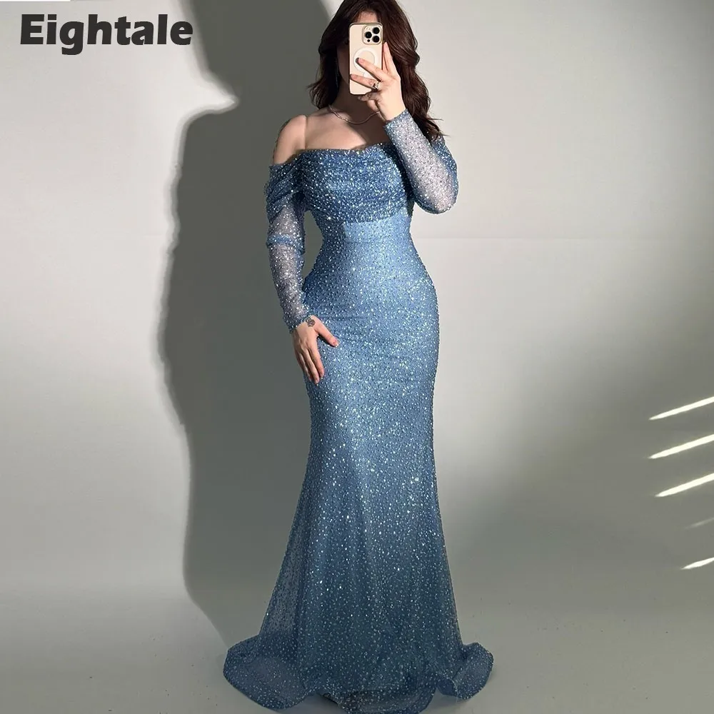 Eightale Vintage Evening Dress Off Shoulder Arabic Shiny Fabric Prom Gown Long Sleeves Mermaid Wedding Party Vestidos De Fiesta
Eightale Vintage Evening Dress Off Shoulder Arabic Shiny Fabric Prom Gown Long Sleeves Mermaid Wedding Party Vestidos De Fiesta