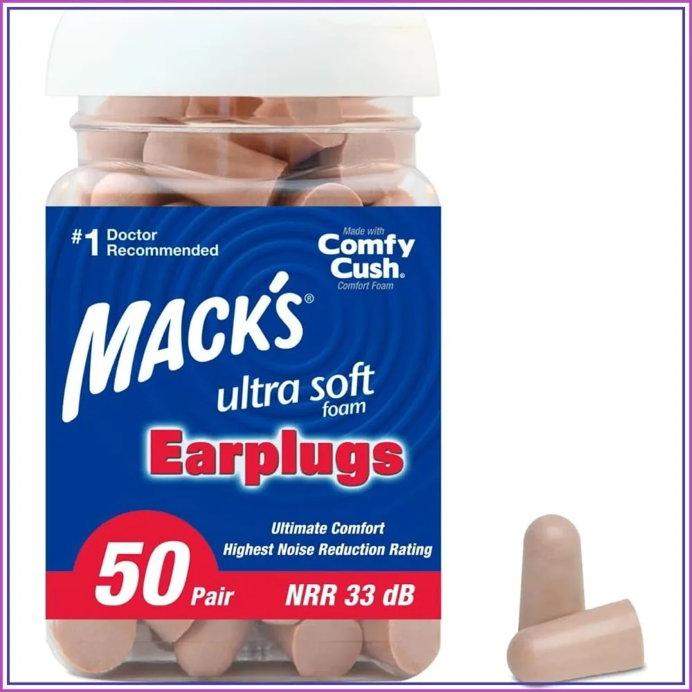 Ultra Soft Foam Earplugs, 50 Count - Noise Blocking for Sleep, Work, Travel
Ultra Soft Foam Earplugs, 50 Count - Noise Blocking for Sleep, Work, Travel