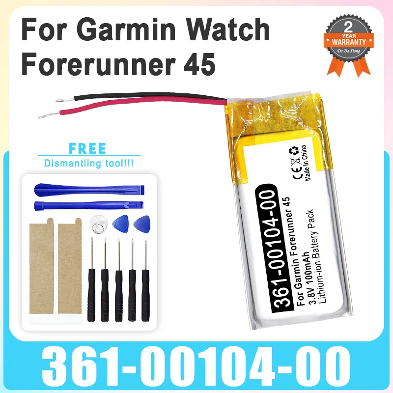 Brand New 361-00104-00 100mAh Replace Watch Battery For Garmin Forerunner 45 High Capacity Batterie + Free Tools
Brand New 361-00104-00 100mAh Replace Watch Battery For Garmin Forerunner 45 High Capacity Batterie + Free Tools