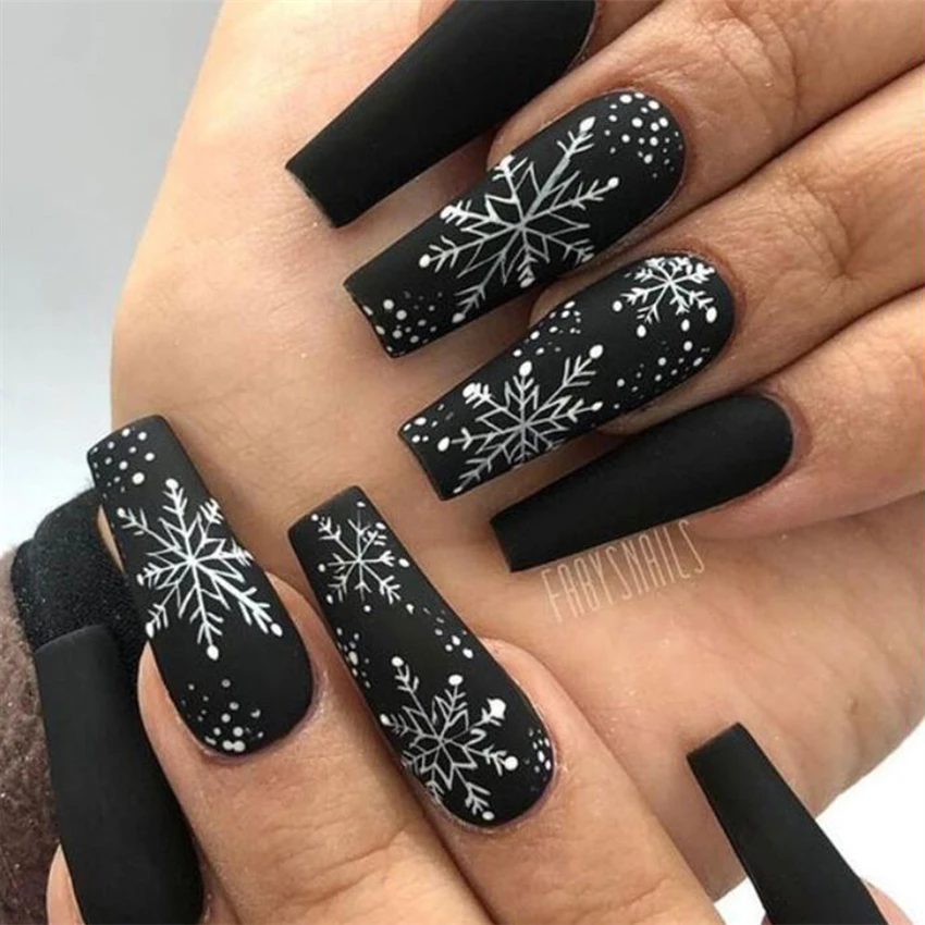 24Pcs/Set Christmas Collection Black Long Ballet Wearing False Nails Art Snowflake Press on Acrylic Nail Tips Hot Stick on Nails
24Pcs/Set Christmas Collection Black Long Ballet Wearing False Nails Art Snowflake Press on Acrylic Nail Tips Hot Stick on Nails