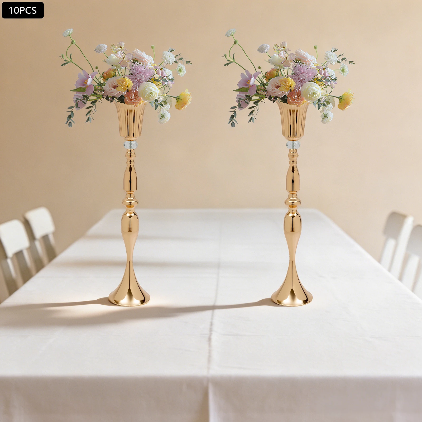 10Pcs 29.1in Gold Trumpet Flower Stand Iron Crystal Wedding Supplies Table Display Stand Wedding Decoration Centerpiece Vase for Reception Banquet Party
10Pcs 29.1in Gold Trumpet Flower Stand Iron Crystal Wedding Supplies Table Display Stand Wedding Decoration Centerpiece Vase for Reception Banquet Party
