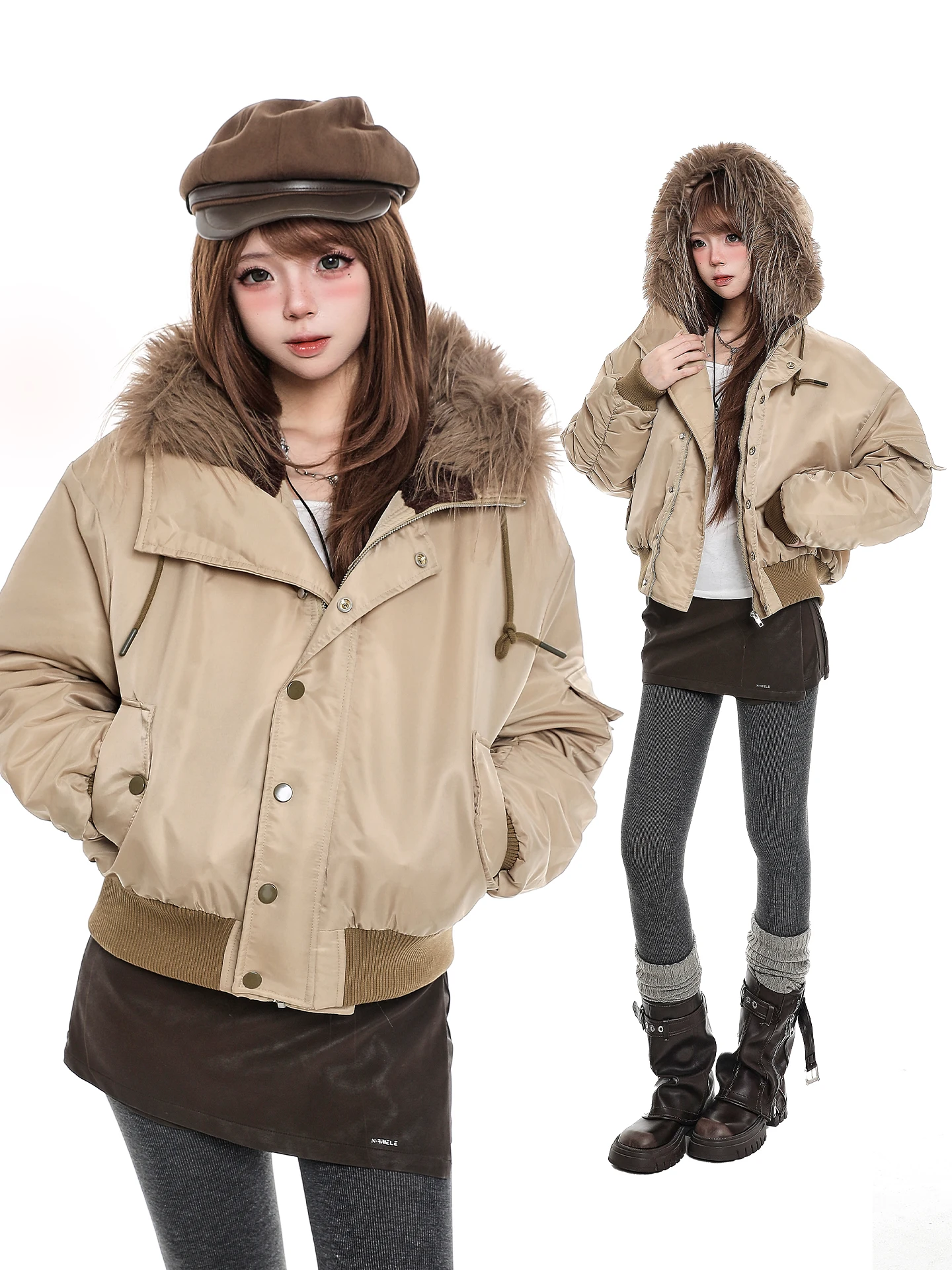 Ретро-куртка в американском стиле с капюшоном, женская, теплая, зимняя, из хлопка, премиум-класса, с длинными рукавами, укороченная, на молнии
Ретро-куртка в американском стиле с капюшоном, женская, теплая, зимняя, из хлопка, премиум-класса, с длинными рукавами, укороченная, на молнии