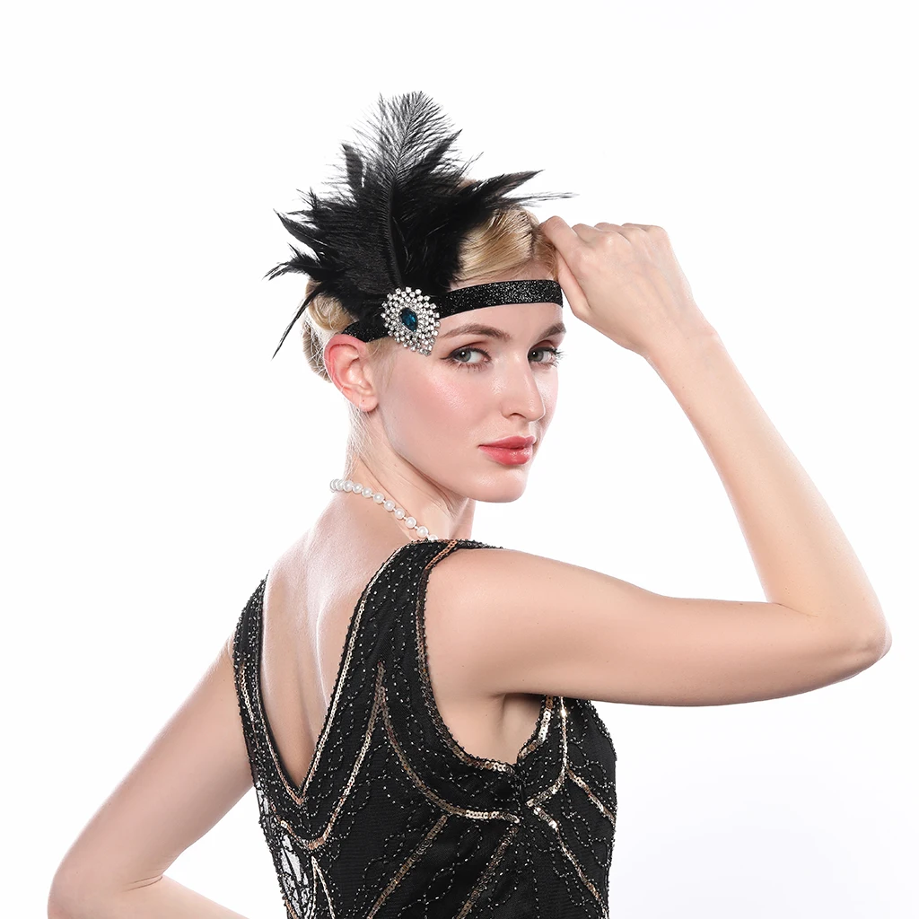 Feather Headband Black Rhinestone Beaded Sequin HairBand 1920s Vintage Gatsby Party Headpiece Women Flapper Decorations 2022
Feather Headband Black Rhinestone Beaded Sequin HairBand 1920s Vintage Gatsby Party Headpiece Women Flapper Decorations 2022