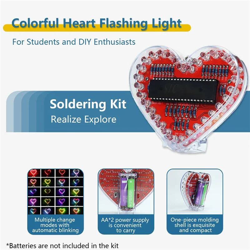 B50C Soldering Practice Kit, Heart Shaped LED Light Soldering Project RGB LED DIY Electronic Kit For Beginners Student STEM
B50C Soldering Practice Kit, Heart Shaped LED Light Soldering Project RGB LED DIY Electronic Kit For Beginners Student STEM