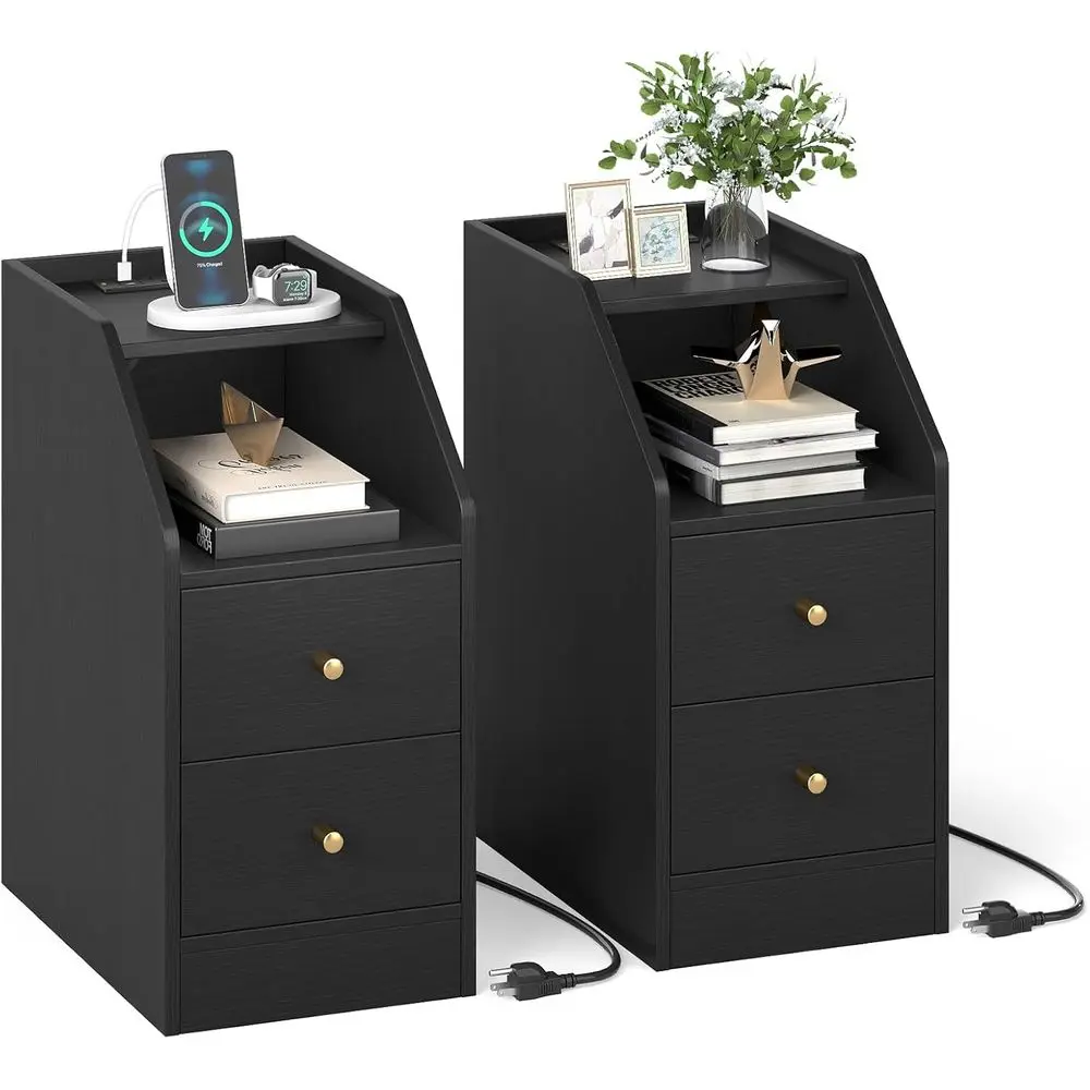 2-Piece Nightstand Set with Charging, Shelved Couch Side Table, Storage Drawers, Outlets, USB & Type-C Ports for Small Spaces
2-Piece Nightstand Set with Charging, Shelved Couch Side Table, Storage Drawers, Outlets, USB & Type-C Ports for Small Spaces