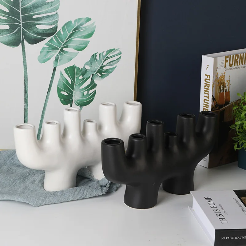 Abstract Ceramic Vase Candlestick Candle Holder Flower Arrangement Porous Handicraft Ornaments Wedding Centerpiece
Abstract Ceramic Vase Candlestick Candle Holder Flower Arrangement Porous Handicraft Ornaments Wedding Centerpiece