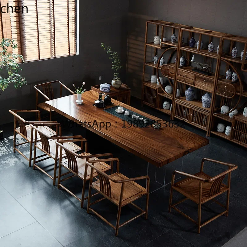 HT New Chinese Style Walnut Tea Table Home Solid Wood Large Board Table Tea Desk Light Luxury Office
HT New Chinese Style Walnut Tea Table Home Solid Wood Large Board Table Tea Desk Light Luxury Office