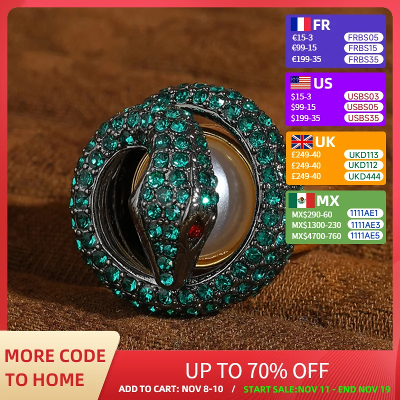 Vintage Snake Head Green Ring Gold Color Rhinestone Black Jewelry Luxury Designer For Women Wedding Brand Cocktail Accessories
Vintage Snake Head Green Ring Gold Color Rhinestone Black Jewelry Luxury Designer For Women Wedding Brand Cocktail Accessories