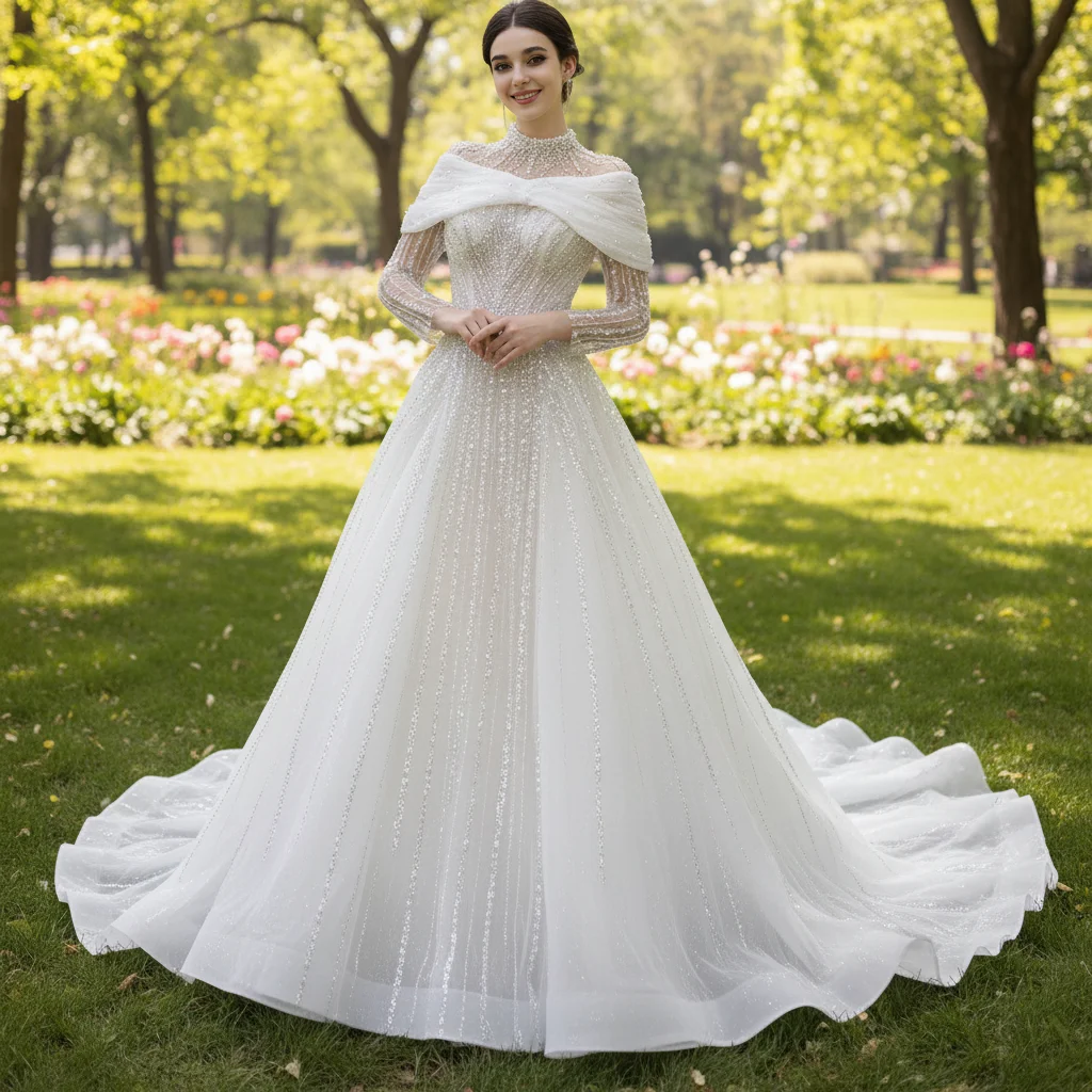 Rosymae Convertable Style Beaded Pearls Wedding Dress Sparkly with Detachable Jacket for Women فساتين سهرة
Rosymae Convertable Style Beaded Pearls Wedding Dress Sparkly with Detachable Jacket for Women فساتين سهرة