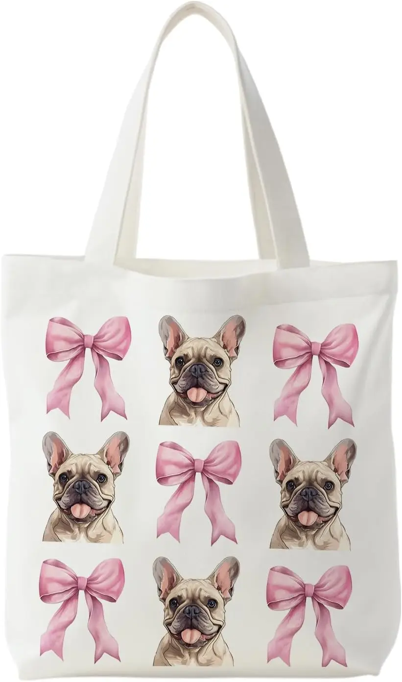 Women's Canvas Shoulder Bag with French Bulldog and Pink Bow Pattern - Cute Pet Themed Handbag Suitable for Daily Casual Use
Women's Canvas Shoulder Bag with French Bulldog and Pink Bow Pattern - Cute Pet Themed Handbag Suitable for Daily Casual Use