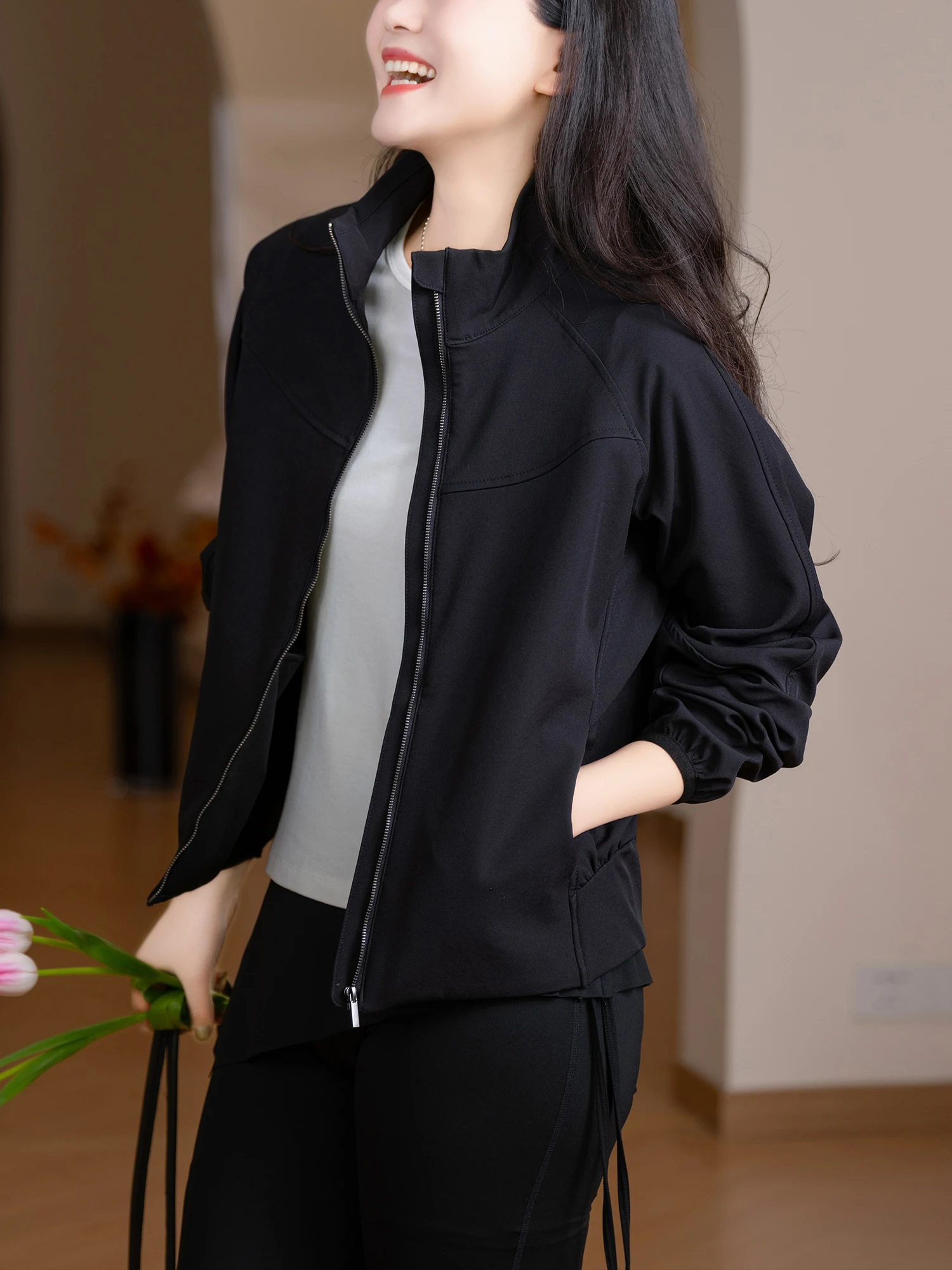 Slimming Effect Zipper Front Fashionable Stand Collar Women's Jacket Casual Style Loose Fit Nylon Spandex Blend Daily Wear
Slimming Effect Zipper Front Fashionable Stand Collar Women's Jacket Casual Style Loose Fit Nylon Spandex Blend Daily Wear