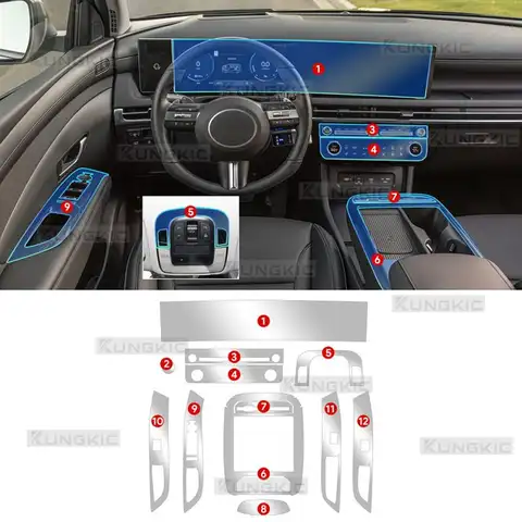Car Anti-scratch TPU Protector Film Sticker Interior Center Console Media Dashboard Navigation For HYUNDAI TUCSON 2025-UP