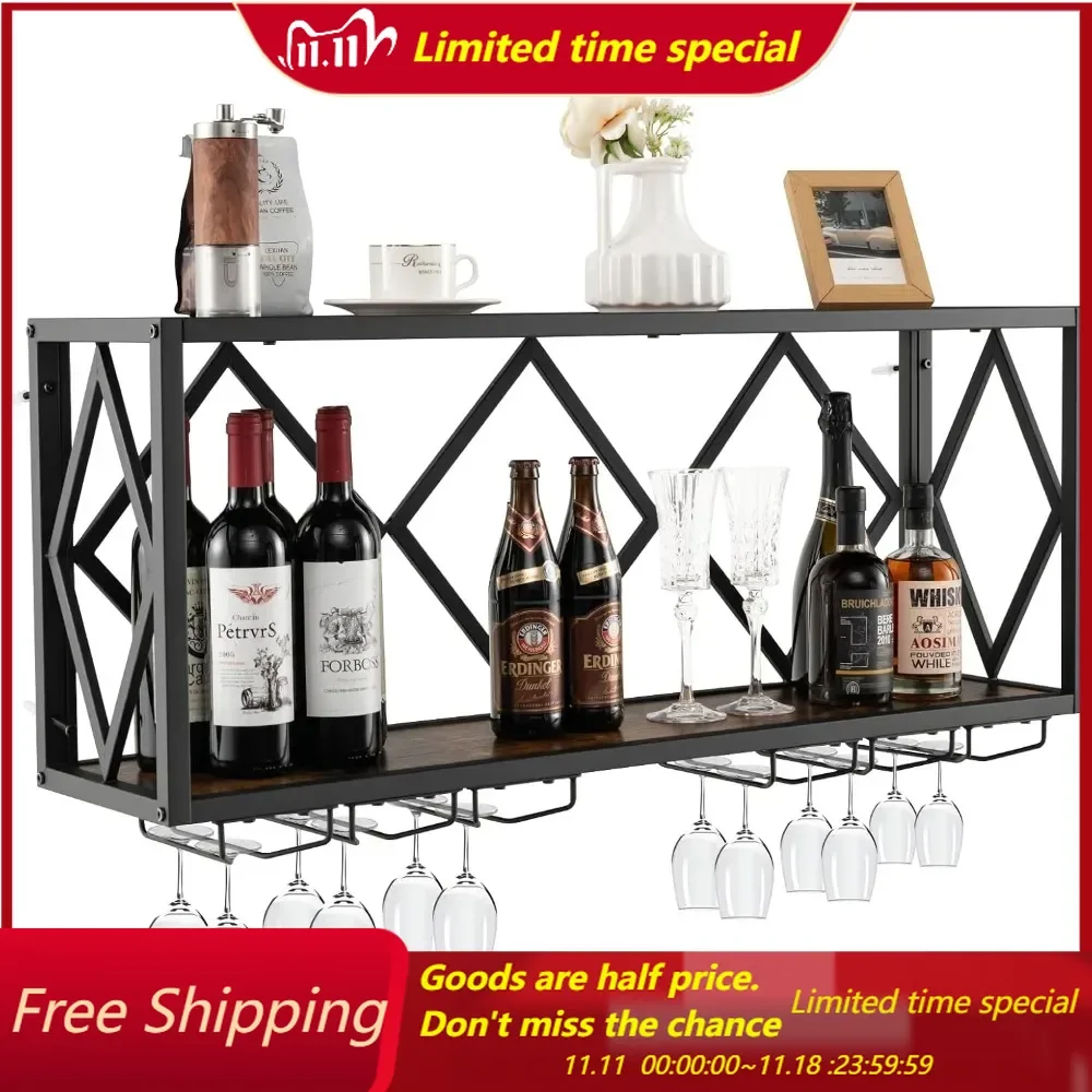 Industrial Wall Mounted Wine Rack, 39-Bottle Metal Wine Holder Wall with 12 Glass Holder, Hanging Wine Glass Rack Wall
Industrial Wall Mounted Wine Rack, 39-Bottle Metal Wine Holder Wall with 12 Glass Holder, Hanging Wine Glass Rack Wall