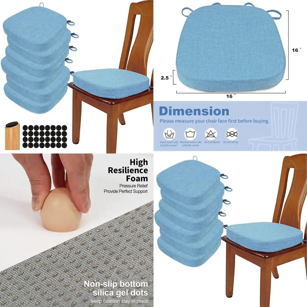 Set of 6 2.5 Thick U-Shape Foam Dining Chair Cushions, Light Blue, Comfortable & Slip-Resistant Kitchen Seat Pads
Set of 6 2.5 Thick U-Shape Foam Dining Chair Cushions, Light Blue, Comfortable & Slip-Resistant Kitchen Seat Pads