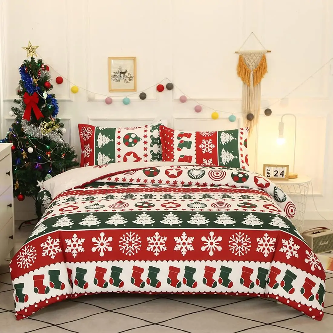 Christmas Snowflakes Duvet Cover King Size Xmas Trees Holiday Bedding Comforter Cover Home Decoration for New Year Children Gift
Christmas Snowflakes Duvet Cover King Size Xmas Trees Holiday Bedding Comforter Cover Home Decoration for New Year Children Gift
