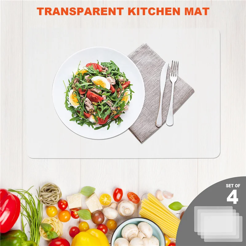 Transparent Kitchen Mat,Coffee Table Mat,Table Protector,Waterproof Placemats,Worktop Saver,Placemat Set 4 Pieces SQ
Transparent Kitchen Mat,Coffee Table Mat,Table Protector,Waterproof Placemats,Worktop Saver,Placemat Set 4 Pieces SQ