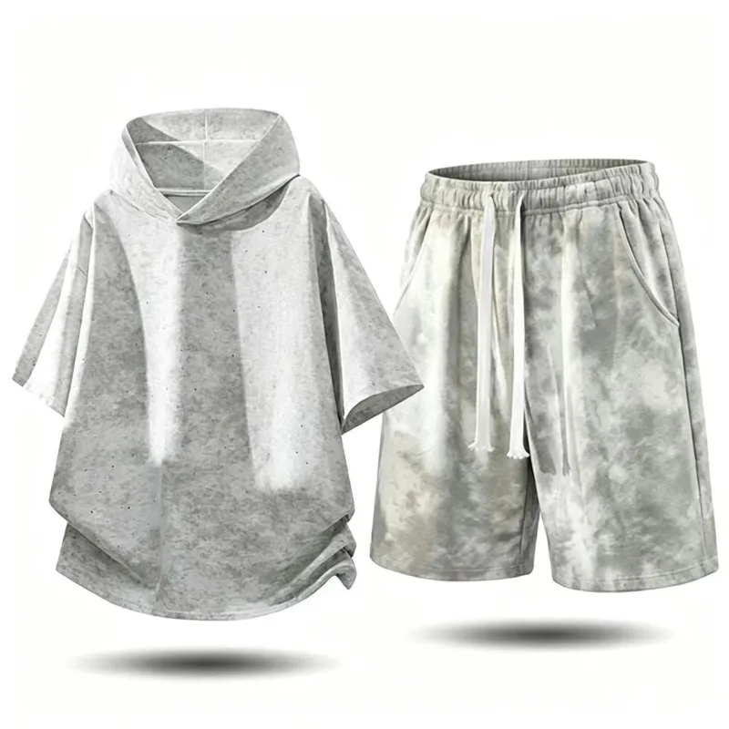Men's Tie Dye Hooded Two Piece Set Short Sleeve T Shirt and Casual Shorts Summer Outfit
Men's Tie Dye Hooded Two Piece Set Short Sleeve T Shirt and Casual Shorts Summer Outfit