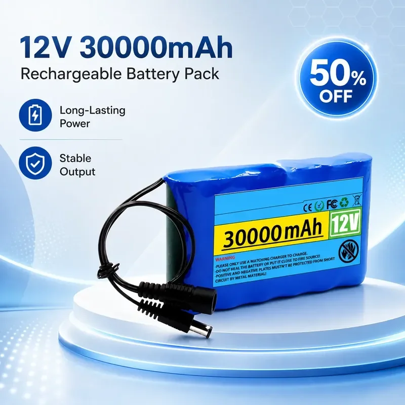 12V 30000mAh Rechargeable DC 12.6V 20Ah Lithium-ion 18650 Battery for Outdoor Lighting and Household Backup Use
12V 30000mAh Rechargeable DC 12.6V 20Ah Lithium-ion 18650 Battery for Outdoor Lighting and Household Backup Use