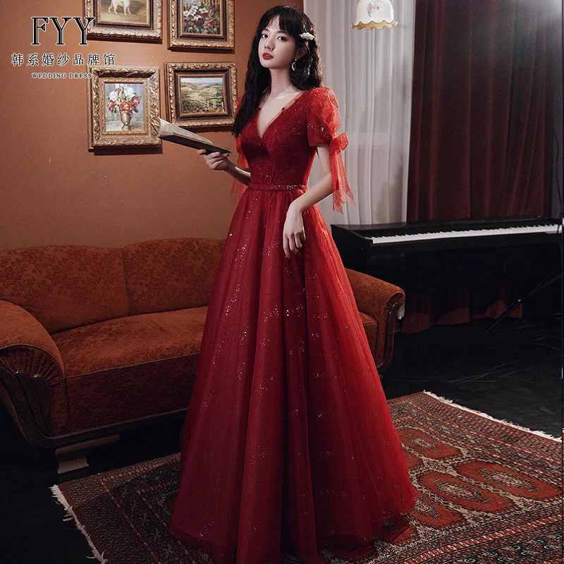 Elegant Toast Dress for Brides Summer New Style Wine Red Engagement Banquet Return Door Simple Temperament Elegant Fashion Dress
Elegant Toast Dress for Brides Summer New Style Wine Red Engagement Banquet Return Door Simple Temperament Elegant Fashion Dress