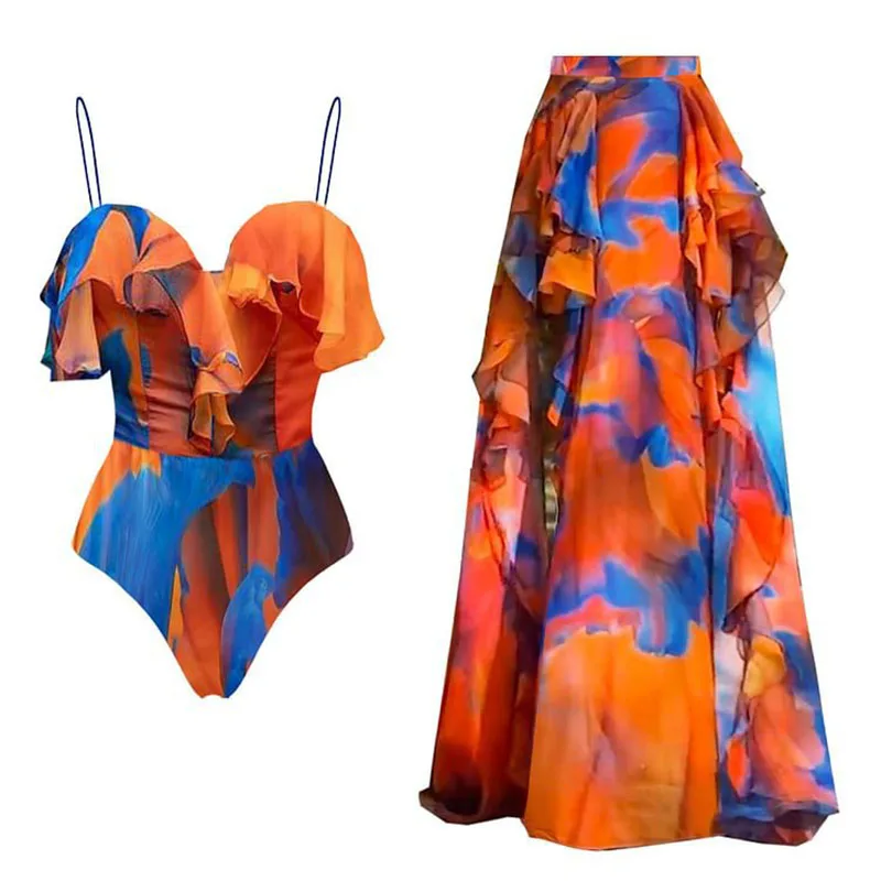One-piece Women Floral Swimwear Skirt Swimsuit V-neck Gradient Printed Bikini Set Beach Vacation Style Wear Maxi Dress Skirt
One-piece Women Floral Swimwear Skirt Swimsuit V-neck Gradient Printed Bikini Set Beach Vacation Style Wear Maxi Dress Skirt
