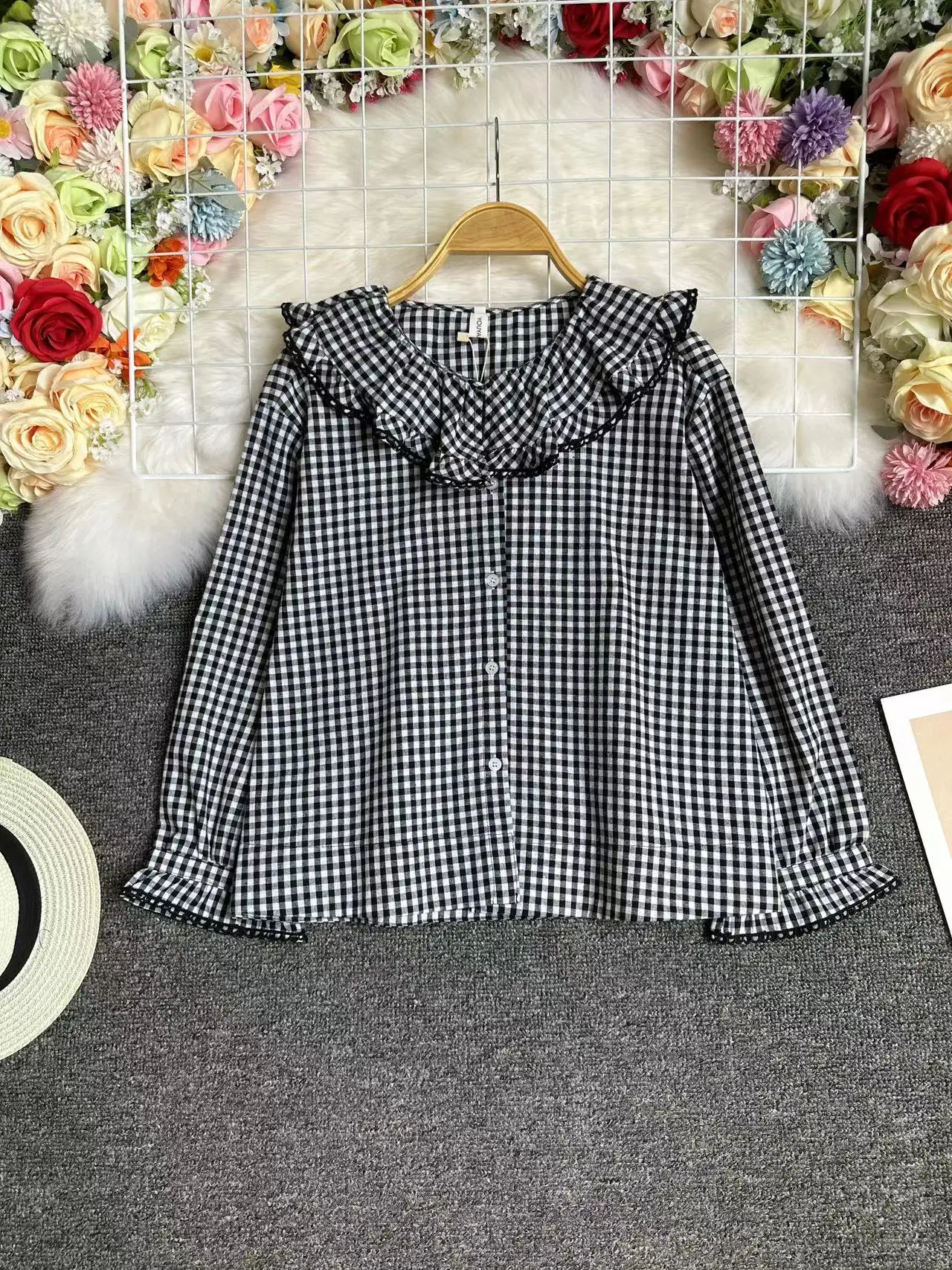 Chic Vintage Cheered irt Women's Collarl Button-down Base Layer Top Ele Youthful Doll Collar Autumn Season irt
Chic Vintage Cheered irt Women's Collarl Button-down Base Layer Top Ele Youthful Doll Collar Autumn Season irt
