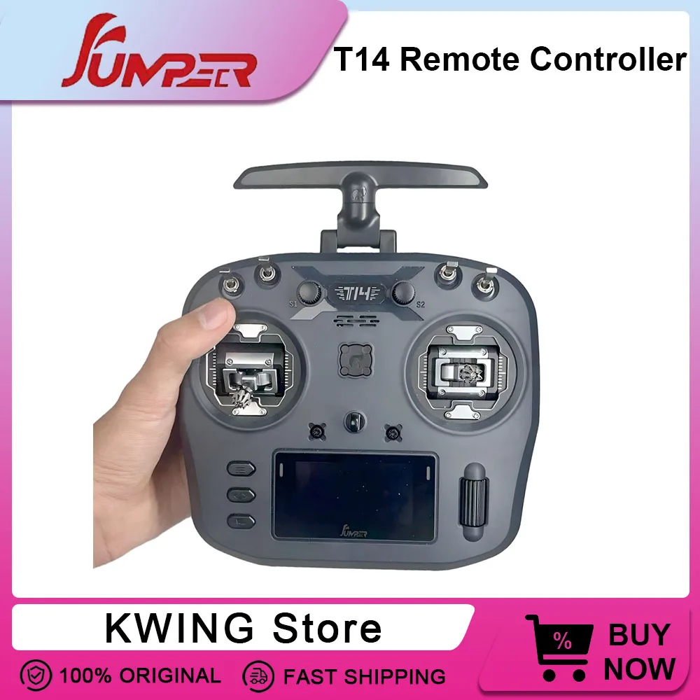 Jumper T14 2.4Ghz/915Mhz 1W ELRS Remote Control CNC Hall Sensor OLED Display EdgeTX Radio Controller for FPV RC Racer Drone
Jumper T14 2.4Ghz/915Mhz 1W ELRS Remote Control CNC Hall Sensor OLED Display EdgeTX Radio Controller for FPV RC Racer Drone