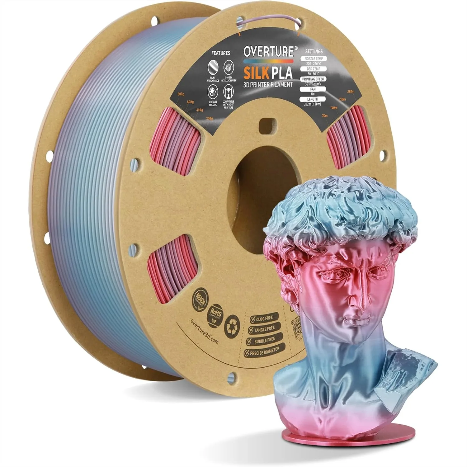 Silk PLA Rainbow Filament 1.75mm, Bi-Color Shiny Finish for 3D Printing, Smooth & Glossy, 1kg Spool
Silk PLA Rainbow Filament 1.75mm, Bi-Color Shiny Finish for 3D Printing, Smooth & Glossy, 1kg Spool