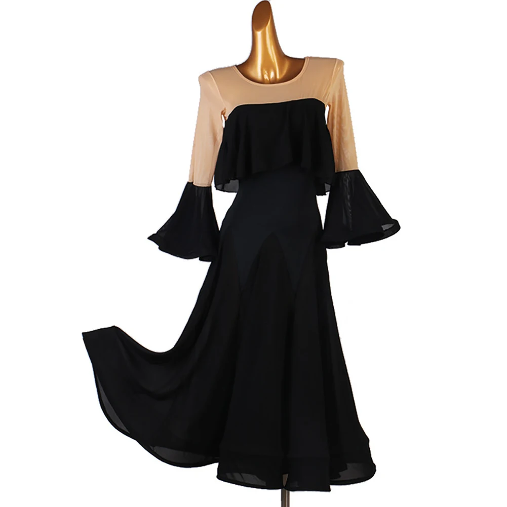 Round Neck Standard Woman Dance Dress Black Bell Sleeve Costume for Women Ballroom Dresses Competition Performance White Ruffled
Round Neck Standard Woman Dance Dress Black Bell Sleeve Costume for Women Ballroom Dresses Competition Performance White Ruffled