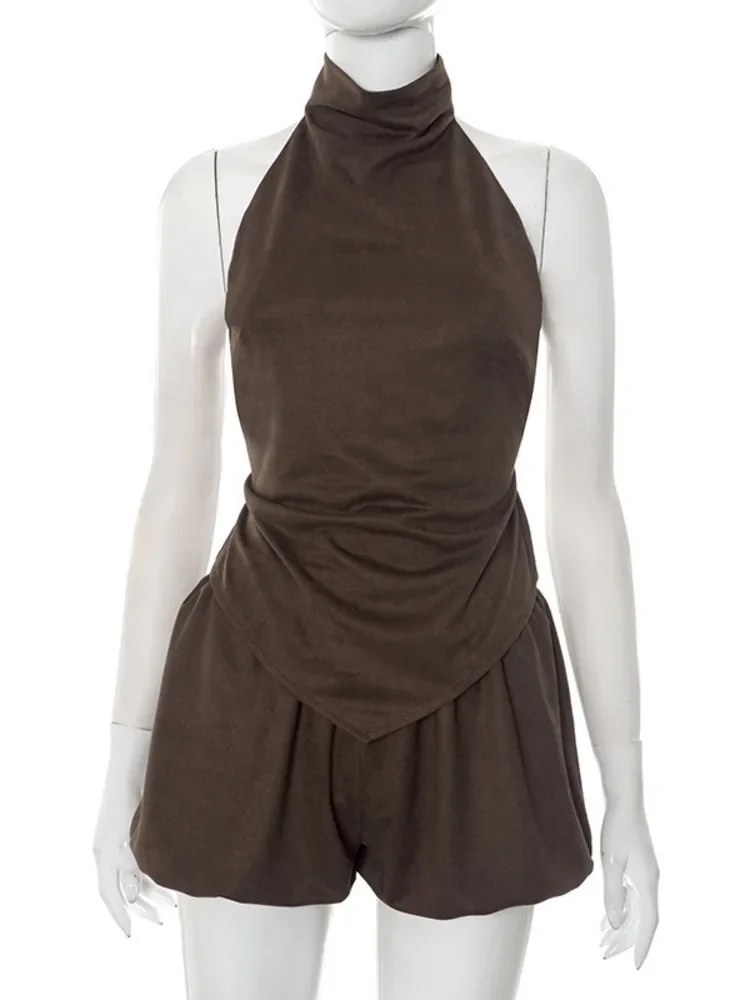2025 New Short Set Two Piece Sets Women Halter Backless Sleeveless Tank Tops And Shorts Female Elegant Matching Sets
2025 New Short Set Two Piece Sets Women Halter Backless Sleeveless Tank Tops And Shorts Female Elegant Matching Sets