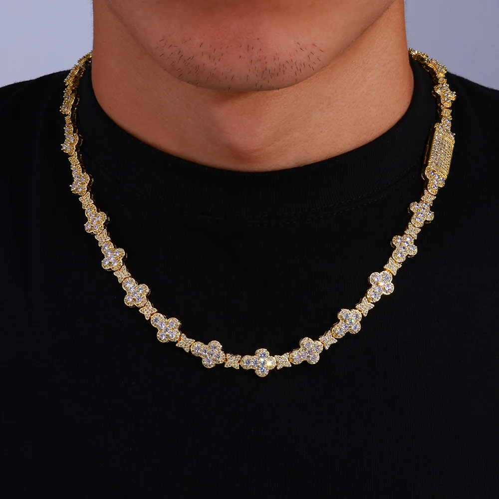 NY HipHop Jewelry New Style Bling Iced Out Cross Choker Necklace Women Full Pave 18k Gold Plated Flower Star Link Chain
NY HipHop Jewelry New Style Bling Iced Out Cross Choker Necklace Women Full Pave 18k Gold Plated Flower Star Link Chain