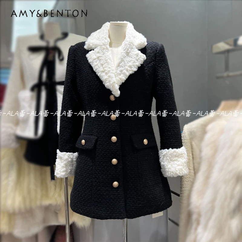 Winter 2023 New Elegant Celebrity Style Contrast Color Rabbit Faux Fur Collar Woven Waist Below The Hip Quilted Thick Coat Women
Winter 2023 New Elegant Celebrity Style Contrast Color Rabbit Faux Fur Collar Woven Waist Below The Hip Quilted Thick Coat Women