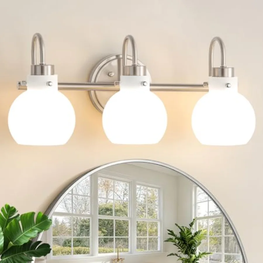 Bathroo Light Fixtures 3 Light Vanity Light Wall Sconces with ilk Globe Glass Shades Bath Wall Lap over irror Farhouse Wall oun
Bathroo Light Fixtures 3 Light Vanity Light Wall Sconces with ilk Globe Glass Shades Bath Wall Lap over irror Farhouse Wall oun