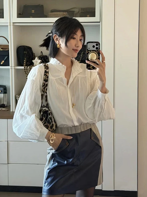 French Style Loose Fit White Shirt with Lace Collar Lantern Sleeve New Spring 2026 Savi Breathable Cotton Long Sleeve Women's...
French Style Loose Fit White Shirt with Lace Collar Lantern Sleeve New Spring 2026 Savi Breathable Cotton Long Sleeve Women's...
