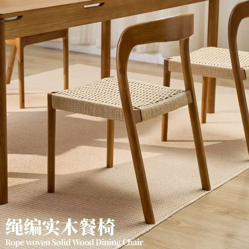 Nordic rattan chair household rope restaurant reception negotiation solid wood dining chair
Nordic rattan chair household rope restaurant reception negotiation solid wood dining chair