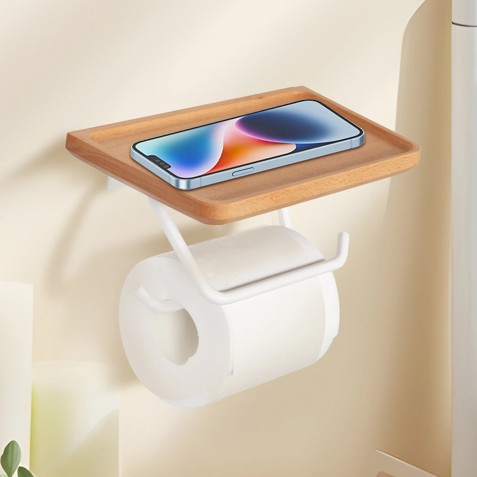 Toilet Paper Holder with Natural Walnut Wooden Shelf Wall Mount Toilet Paper Tissue Holder Tissue Paper Roll Holder with 2 Hooks
Toilet Paper Holder with Natural Walnut Wooden Shelf Wall Mount Toilet Paper Tissue Holder Tissue Paper Roll Holder with 2 Hooks