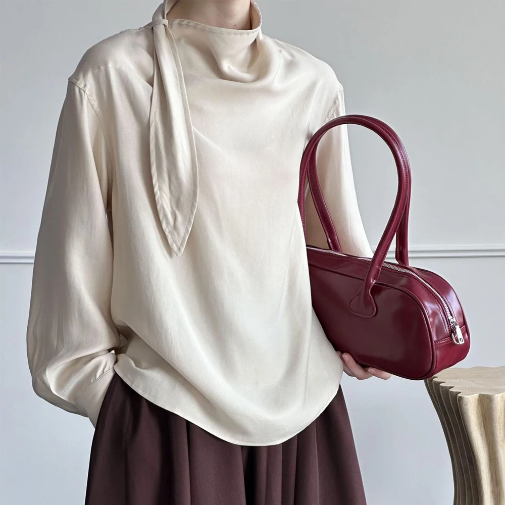Women Lace-Up Design Blouses Stand Collar Loose Style Tops Long Sleeve Blouses Autumn Tops For Women's Casual Clothes Blusas
Women Lace-Up Design Blouses Stand Collar Loose Style Tops Long Sleeve Blouses Autumn Tops For Women's Casual Clothes Blusas