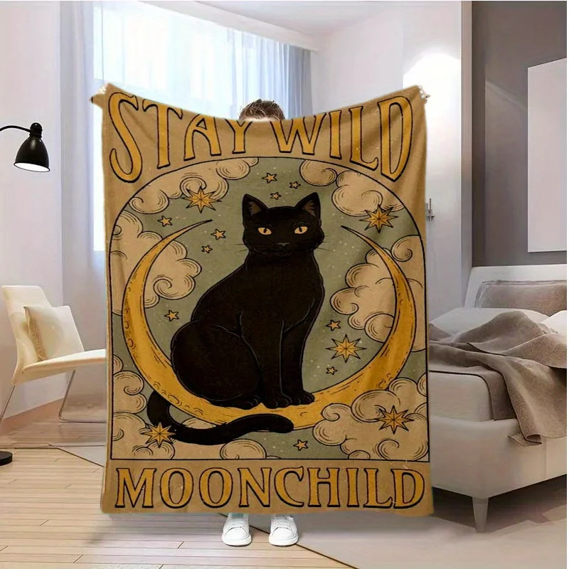 Moonchild Polyester Flannel Knit Throw Blanket - Abstract Whimsical Cat Design, All-Season Cozy Sofa & Bed Cover, Contemporary S
Moonchild Polyester Flannel Knit Throw Blanket - Abstract Whimsical Cat Design, All-Season Cozy Sofa & Bed Cover, Contemporary S