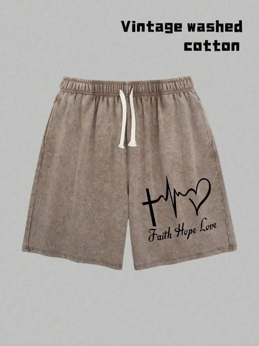 Men Vintage Washed Cotton Shorts With Faith Hope Love Print Casual Summer Shorts
Men Vintage Washed Cotton Shorts With Faith Hope Love Print Casual Summer Shorts