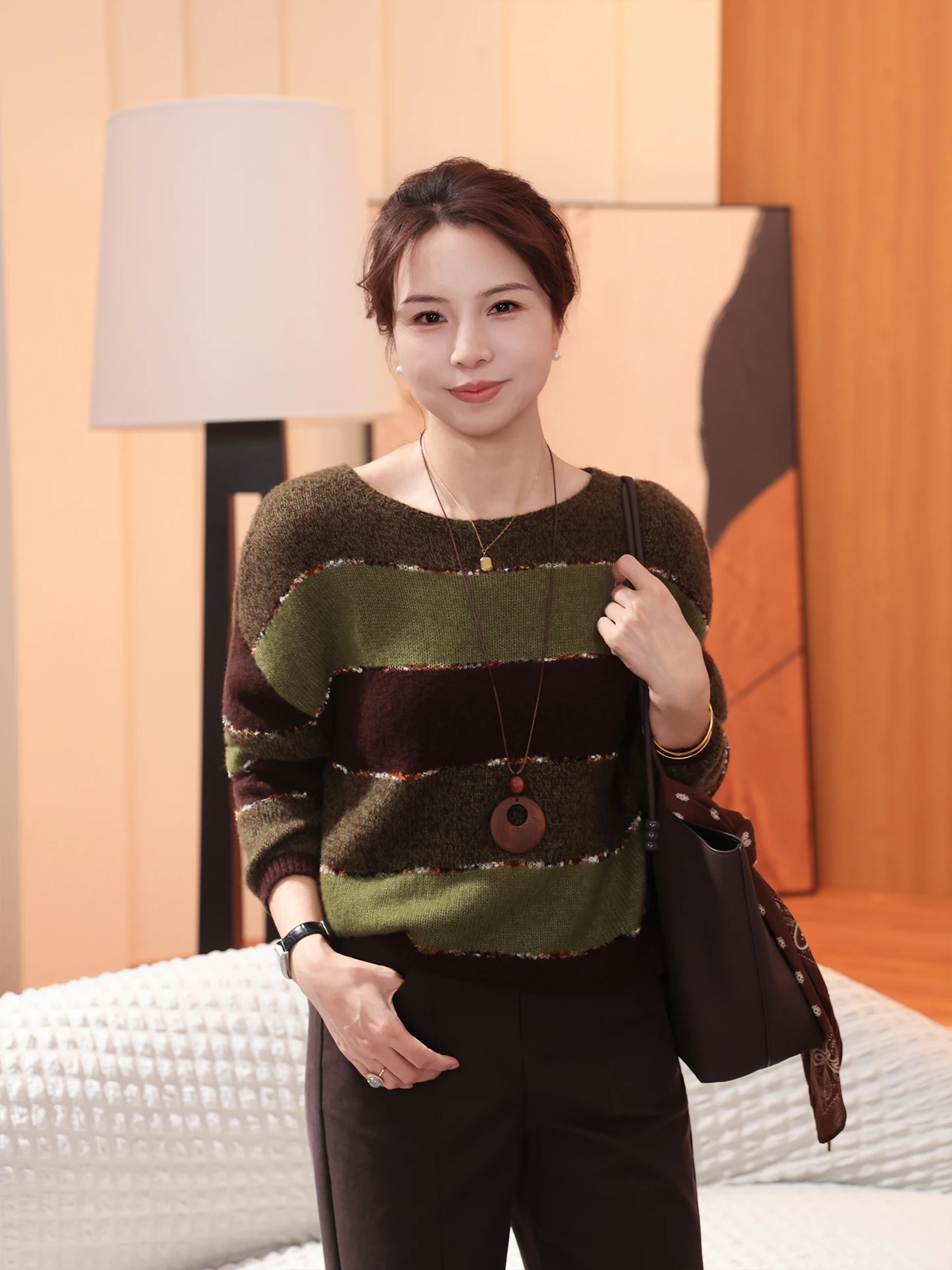 Chana Casual Sle Color Blo Striped Knitted Sweater Women's Base Layer Lazy Sle Spring New Arrival Wool Blend Long Sve
Chana Casual Sle Color Blo Striped Knitted Sweater Women's Base Layer Lazy Sle Spring New Arrival Wool Blend Long Sve