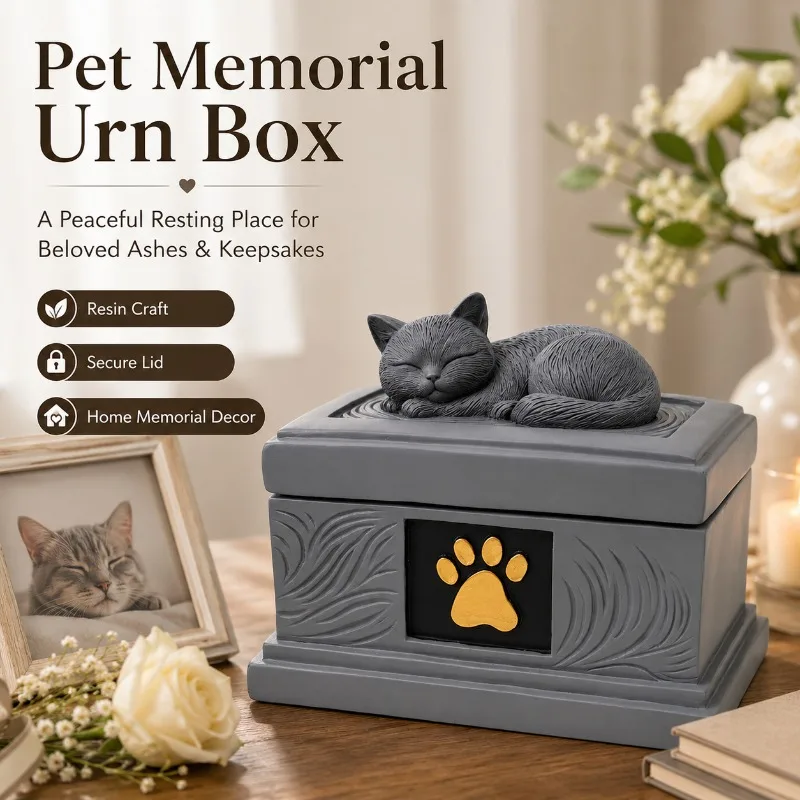 Pet Cat Ashes Urn Box Resin Memorial Keepsake for Dogs Cats, Sleeping Cat Lid, Secure Remembrance Storage, 5.91in Desk Decor
Pet Cat Ashes Urn Box Resin Memorial Keepsake for Dogs Cats, Sleeping Cat Lid, Secure Remembrance Storage, 5.91in Desk Decor