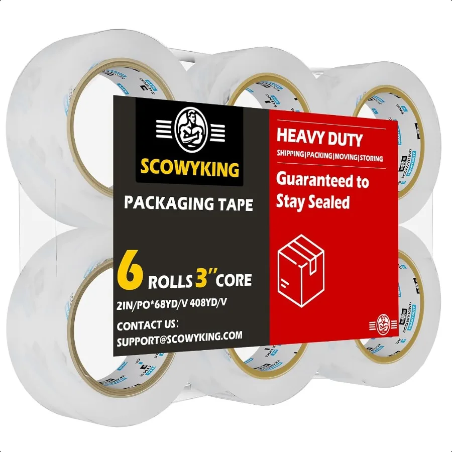 Прозрачная упаковочная лента, 6 рулонов, толщина 2,7 мил, ширина 2 дюйма, 68 ярдов в рулоне, всего 408 лет, сверхпрочная сверхпрочная упаковочная лента для ши
Прозрачная упаковочная лента, 6 рулонов, толщина 2,7 мил, ширина 2 дюйма, 68 ярдов в рулоне, всего 408 лет, сверхпрочная сверхпрочная упаковочная лента для ши