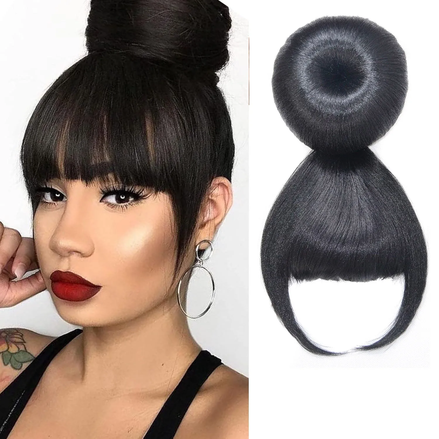 Jeedou Clip On Hair Bun with Bangs Spherical Updo Chignon Synthetic Hairpiece Natural Black Color Easy Wear Fashion for Women
Jeedou Clip On Hair Bun with Bangs Spherical Updo Chignon Synthetic Hairpiece Natural Black Color Easy Wear Fashion for Women