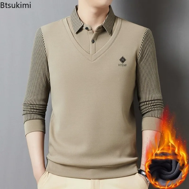 Men's Polo Shirt Autumn/Winter with Thick Velvet and One Piece Warm Collar Fake Two Piece Striped Long Sleeve Top
Men's Polo Shirt Autumn/Winter with Thick Velvet and One Piece Warm Collar Fake Two Piece Striped Long Sleeve Top
